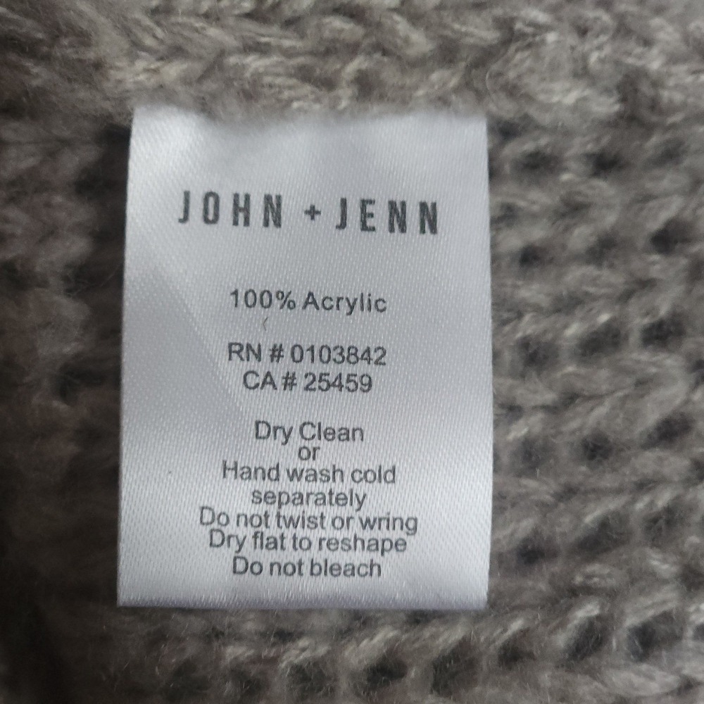 JOHN + JENN Distressed Pullover Sweater Gray Women's Oversized X Small Anthro - Picture 4 of 6